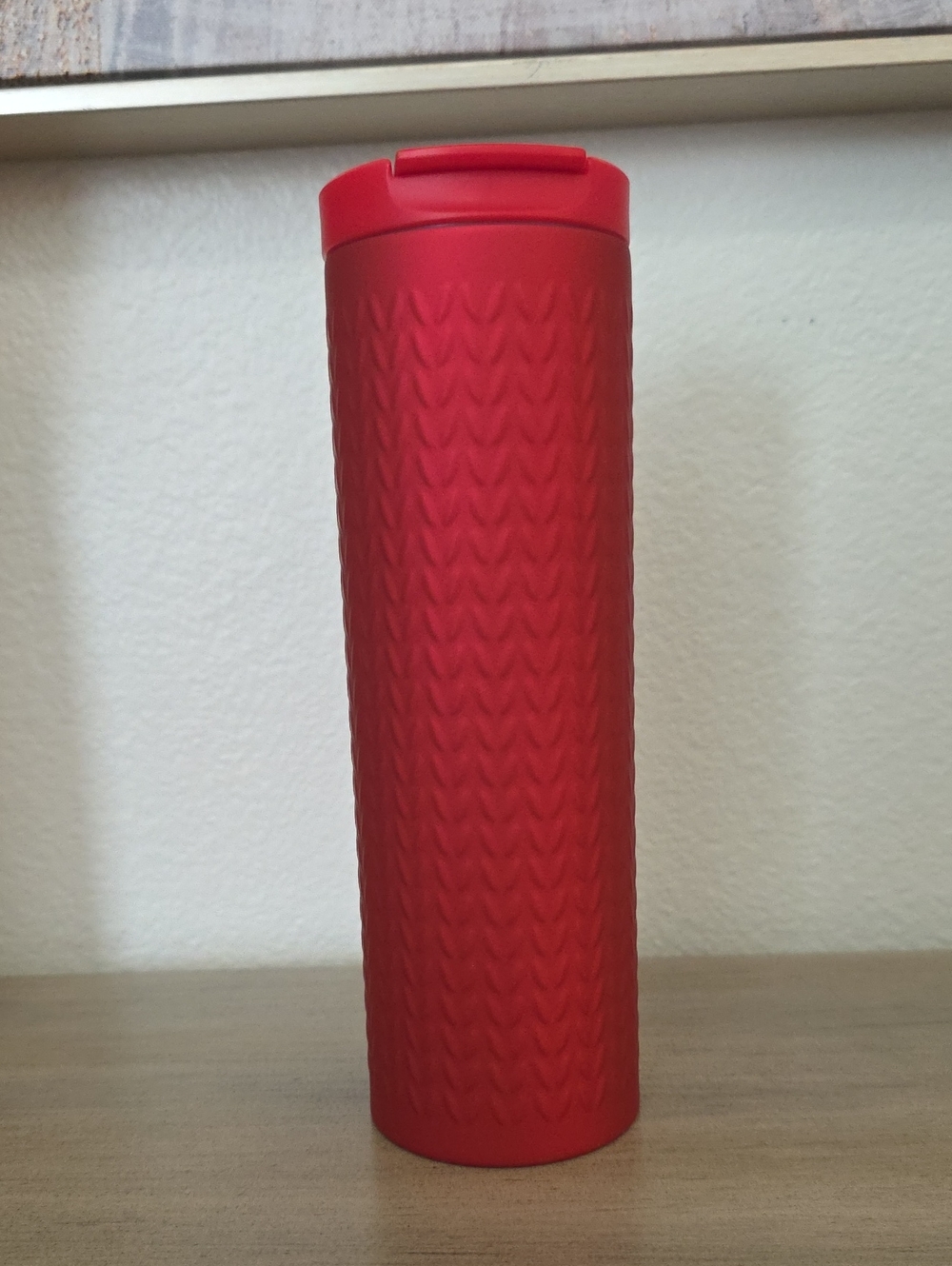 Starbucks Cup Red Textured Travel Tumbler NWT SWEATER WEATHER